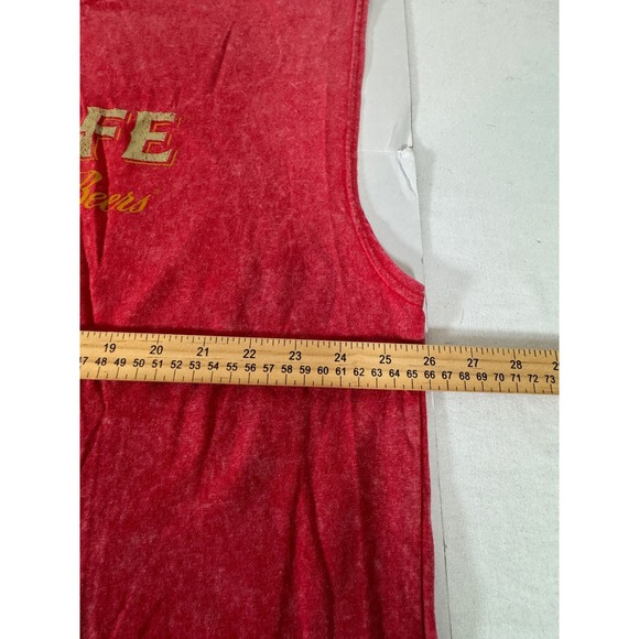 Miller High Life Mens Red Sleeveless Graphic T-Shirt The Champagne of Beers - Picture 5 of 7